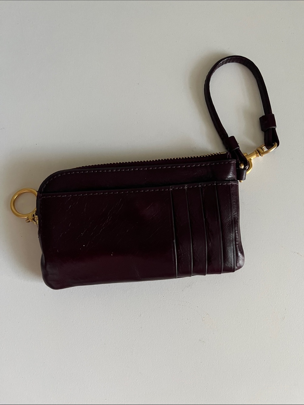Tory Burch Leather Logo Wristlet in Burgundy - Picture 2 of 3